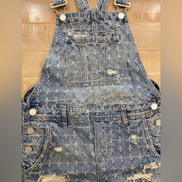 Blank NYC Bloomingdales distress jean shorts overalls short limited - Picture 11 of 16